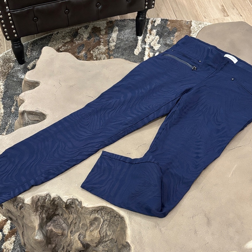 Navy Blue Textured Pants